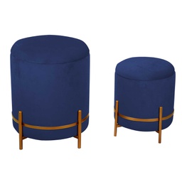 [V2808260000] Puff contenitore velluto 1-2 blu con gambe cm ø39h49
