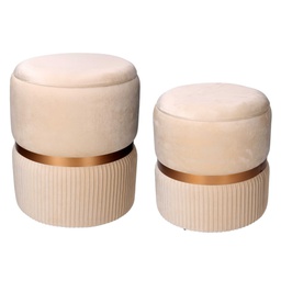 [V2809670000] Puff contenitore velluto 1-2 crema cm ø39h49