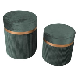 [V2808740000] Puff contenitore velluto 1-2 linea altaverde salvia cm ø39h49