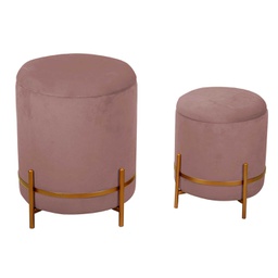 [V2808230000] Puff contenitore velluto 1-2 rosa antico con gambe cm ø39h49