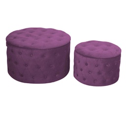[V2808760000] Puff contenitore velluto 1-2 viola cm ø70h42