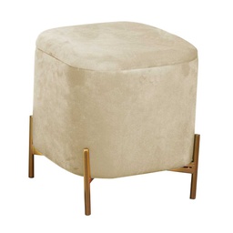 [V2808480000] Puff contenitore velluto crema con gambe cm 38x38h45