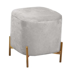 [V2808460000] Puff contenitore velluto grigio chiaro con gambe cm 38x38h45