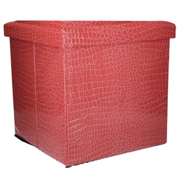 [V2807610000] Puff ecopelle rosso quadro pieghevole cm 30x30h30