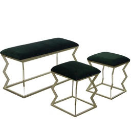 [V2806650000] Puff metallo velluto verde con 2 piccoli rettangolare cm 100x40