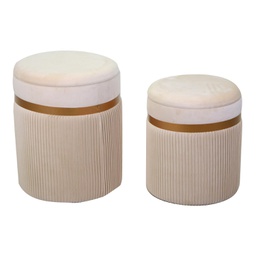 [V2808200000] Puff velluto 1-2 crema cm ø39h49