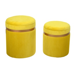 [V2808180000] Puff velluto 1-2 giallo cm ø39h49