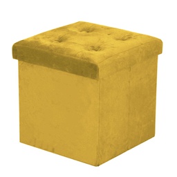 [V2808710000] Puff velluto giallo quadro pieghevole cm 38x38h38