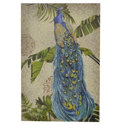 [V4613440000] Quadro legno pavone con glitter cm 60x90x3