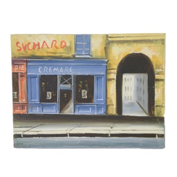 [V9205370000] Quadro legno tela paesaggio urbano cm30x2x40
