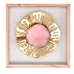 [V6153520000] Quadro metallo fiore con cornice oro cm25x25h3,5