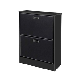 [GIC769191] Scarpiera due ribalte slim ante ecopelle nero cm 63 x 24 x 80 h