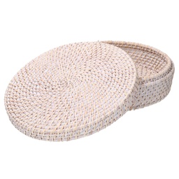 [V1726210000] Scatola rattan algarve bianco tondo cmø30h10