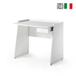 [TEREL274B] Scrivania Con Cassetto (Guida In Metallo) E Piano A Effetto Cemento bianco