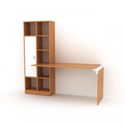 [EFFEZ93742] Scrivania con libreria colore bambu con anta bianca EFFEZ