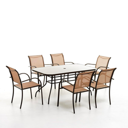 [2003786] Set  Tavolo e 6 sedie playa dining tortora