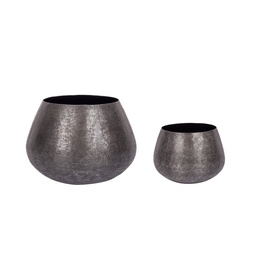 [B0182971] Set 2 porta vaso nero in alluminio stile industriale