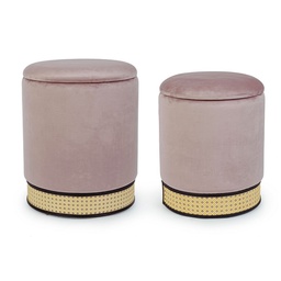 [B0720695] Set 2 pouf contenitore velluto rosa antico Milena