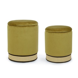 [B0720697] Set 2 pouf contenitore velluto verde Milena