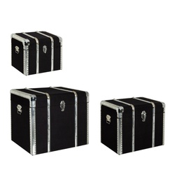 [B0720374] Set 3 bauli nero in legno stile atmosphere
