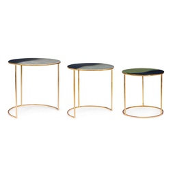 [B0746498] Set 3 tavolino in metallo stile atmosphere