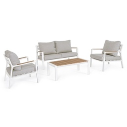 [B0663228] Set 4 salotto bianco con cuscino in alluminio