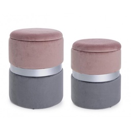 [B0720335] Set due pouf moderni apribili grigio rosa grigio