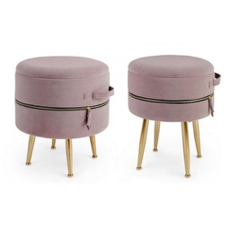 [B0720389] Set due pouf rosa con apertura