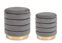 [B0720593] Set2 Pouf Contenitore Darina Grigio in velluto 