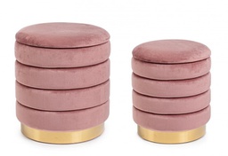 [B0720591] Set2 Pouf Contenitore Darina Rosa Antico in velluto 