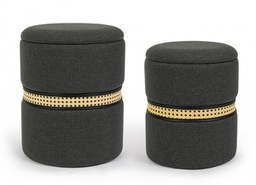 [B0720691] Set2 Pouf Contenitore Karina Carbon