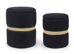 [B0720692] Set2 Pouf Contenitore Karina Nero