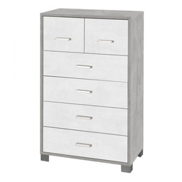[A772CEOSK] Settimino alto da camera sei cassetti Cemento Bianco 70x41x h112 cm