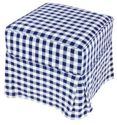 [V9138410000] Sgabello cubico tessuto blu lg-9422 cm.35 x 35 x 35