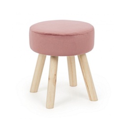 [B0748163] Sgabello in legno Adeline effetto velluto rosa 38h cm