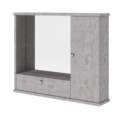 [A17620] Specchiera bagno grigio cemento mobile arredo moderno 1 anta con ribalta h.61x73x14