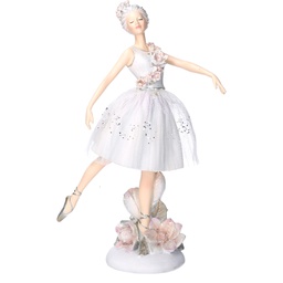 [V6142550000] Statua resina ballerina bianco cm17,7x9,5h27,2