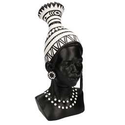 [V6130620000] Statua resina busto donna africana cm 23x16h39