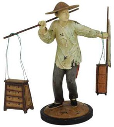 [V9211710000] Statua resina mercante con bastone cy-0536 cm 12x20h24