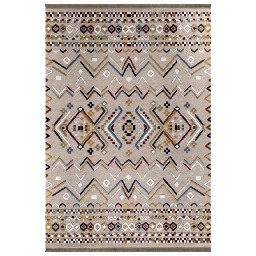 [FZ97051] Tappeto antiscivolo Multicolor beige con decori colorati 160x230