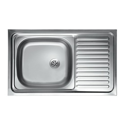 [FZ96562MF] Lavello cucina vasca con gocciolatoio dx in acciaio da appoggio 50x80 cm(N216DX)