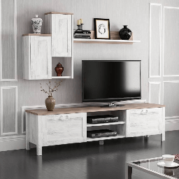 [FZ99560] (2c) Mobile porta TV Sento bianco vintage rovere