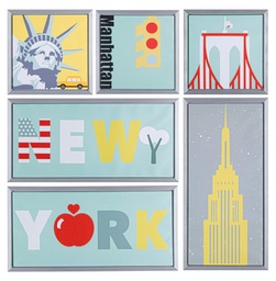 [B0241335] 2x Set6 Stampa Su Tela C-C New York 90X90