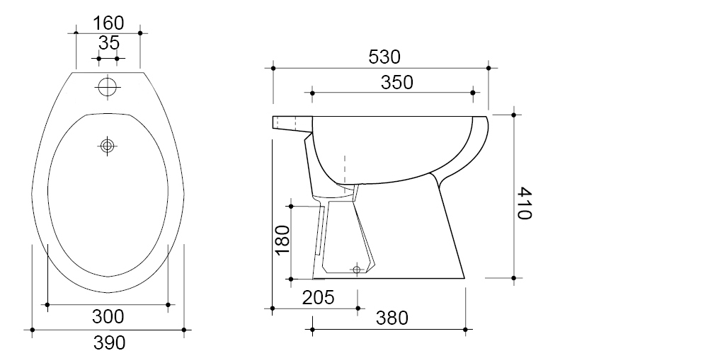 Bidet eco champagne con rubinetto erogazione