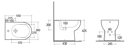 Bidet filo muro con erogazione rubinetto