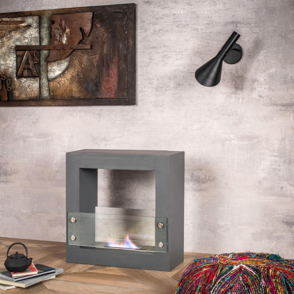 Biocamino design  da terra bioetanolo grigio cromo cm 60 x 24 x h 60