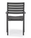4x Sedia antracite con bracciolo e cuscino in alluminio stile industrial