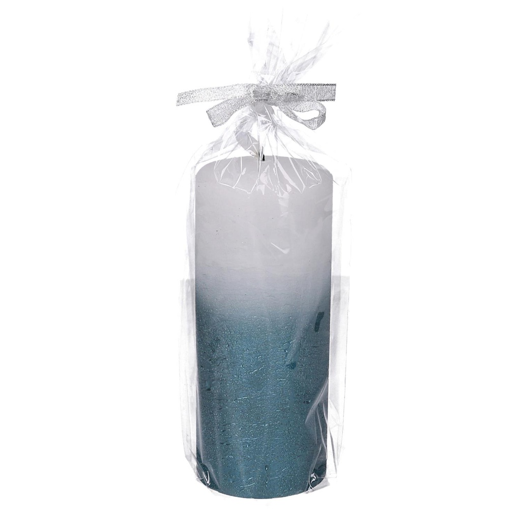 Candela paraffina led azzurro cm ø8h18