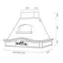 Cappa aspirante DÉSIRÉE in acciaio inox bianco e cornice in legno intarsio cm 120
