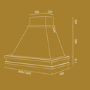 Cappa aspirante SYENE in acciaio inox bianco e cornice in legno cm 90